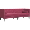 vidaXL Chesterfield-Sofa mit Nackenrollen 3-Sitzer Weinrot Samt 2144773