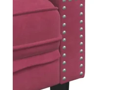 vidaXL Chesterfield-Sofa mit Nackenrollen 3-Sitzer Weinrot Samt 2144773