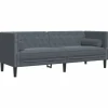 vidaXL Chesterfield-Sofa mit Nackenrollen 3-Sitzer Dunkelgrau Samt 2162728