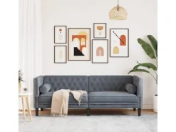 vidaXL Chesterfield-Sofa mit Nackenrollen 3-Sitzer Dunkelgrau Samt 2162728