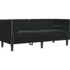 vidaXL Chesterfield-Sofa mit Nackenrollen 2-Sitzer Schwarz Samt 2144771