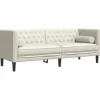 vidaXL Chesterfield-Sofa mit Nackenrollen 3-Sitzer Creme Samt 2157823