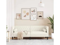 vidaXL Chesterfield-Sofa mit Nackenrollen 3-Sitzer Creme Samt 2157823