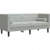 vidaXL Chesterfield-Sofa mit Nackenrollen 2-Sitzer Hellgrau Samt 2144770