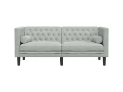 vidaXL Chesterfield-Sofa mit Nackenrollen 2-Sitzer Hellgrau Samt 2144770