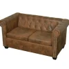vidaXL Chesterfield-Sofa 2-Sitzer Kunstleder Braun