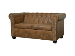 vidaXL Chesterfield-Sofa 2-Sitzer Kunstleder Braun