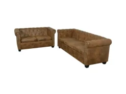vidaXL Chesterfield-Sofas 2-Sitzer und 3-Sitzer Braun