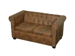 vidaXL Chesterfield-Sofas 2-Sitzer und 3-Sitzer Braun