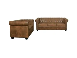 vidaXL Chesterfield-Sofas 2-Sitzer und 3-Sitzer Braun