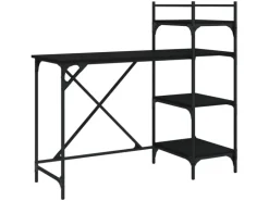 vidaXL Computertisch mit Regal Schwarz 120x47x109 cm 836213