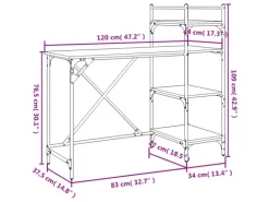 vidaXL Computertisch mit Regal Schwarz 120x47x109 cm 836213