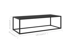 vidaXL Couchtisch Schwarz mit Schwarzem Glas 120x50x35 cm