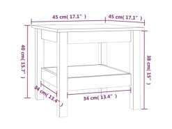 vidaXL Couchtisch Weiß 45x45x40 cm Massivholz Kiefer 814265