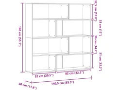 vidaXL Eck-Bücherregal 4 Etagen Artisan-Eiche 85x85x140 Holzwerkstoff