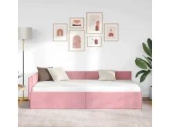 vidaXL Eckbettgestell mit Kopfteil Rosa 100 x 200 cm Stoff 42016094
