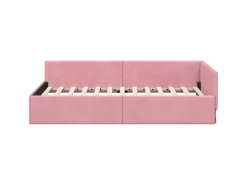vidaXL Eckbettgestell mit Kopfteil Rosa 100 x 200 cm Stoff 42016094