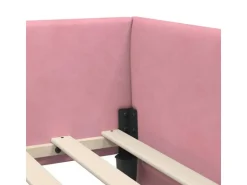 vidaXL Eckbettgestell mit Kopfteil Rosa 100 x 200 cm Stoff 42016094