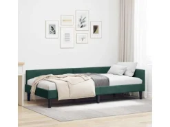 vidaXL Eckbettgestell mit Kopfteil Dunkelgrün 80 x 200 cm Stoff 42016136