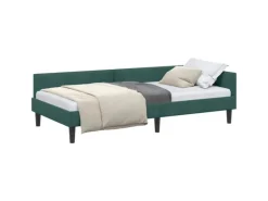 vidaXL Eckbettgestell mit Kopfteil Dunkelgrün 80 x 200 cm Stoff 42016136