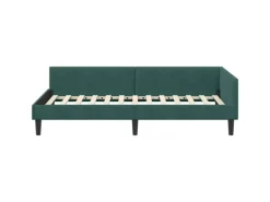 vidaXL Eckbettgestell mit Kopfteil Dunkelgrün 80 x 200 cm Stoff 42016136