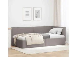 vidaXL Eckbettgestell mit Kopfteil Taupe 100 x 200 cm Stoff 42016476