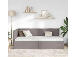 vidaXL Eckbettgestell mit Kopfteil Taupe 100 x 200 cm Stoff 42016476