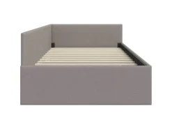 vidaXL Eckbettgestell mit Kopfteil Taupe 100 x 200 cm Stoff 42016056