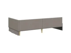 vidaXL Eckbettgestell mit Kopfteil Taupe 100 x 200 cm Stoff 42016056