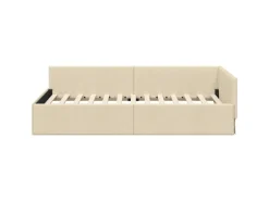 vidaXL Eckbettgestell mit Kopfteil Creme 80 x 200 cm Stoff 42016033