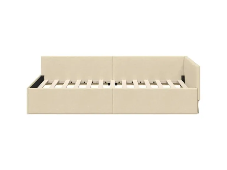 vidaXL Eckbettgestell mit Kopfteil Creme 80 x 200 cm Stoff 42016033