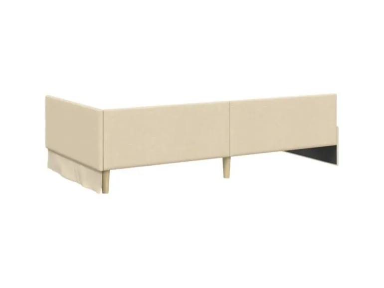 vidaXL Eckbettgestell mit Kopfteil Creme 80 x 200 cm Stoff 42016033