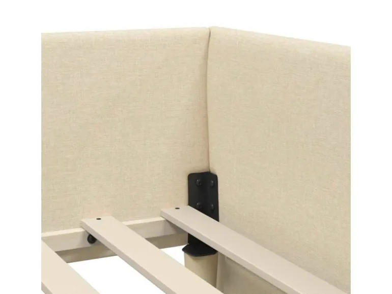 vidaXL Eckbettgestell mit Kopfteil Creme 80 x 200 cm Stoff 42016033