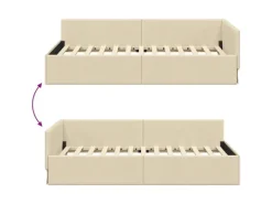 vidaXL Eckbettgestell mit Kopfteil Creme 80 x 200 cm Stoff 42016033