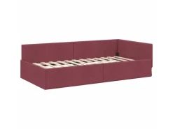 vidaXL Eckbettgestell mit Kopfteil Weinrot 90 x 200 cm Stoff 42016046