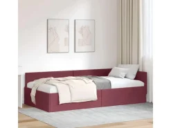 vidaXL Eckbettgestell mit Kopfteil Weinrot 90 x 200 cm Stoff 42016046