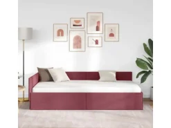 vidaXL Eckbettgestell mit Kopfteil Weinrot 90 x 200 cm Stoff 42016046