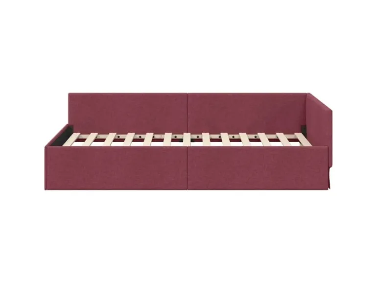 vidaXL Eckbettgestell mit Kopfteil Weinrot 90 x 200 cm Stoff 42016046