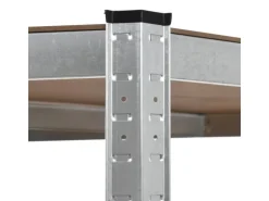 vidaXL Eckregal mit 5 Böden Silbern Stahl & Holzwerkstoff 144264