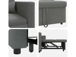 vidaXL Einzel-Schlafsofa mit Rädern Dunkelgrau 90 x 165 x 87 cm Stoff 42002685