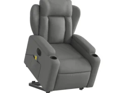 vidaXL Elektrischer Massagesessel mit Aufstehhilfe Dunkelgrau Stoff Modell 6