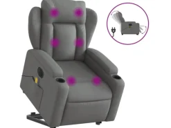 vidaXL Elektrischer Massagesessel mit Aufstehhilfe Dunkelgrau Stoff Modell 6