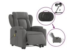 vidaXL Elektrischer Massagesessel mit Aufstehhilfe Dunkelgrau Stoff Modell 6