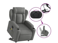 vidaXL Elektrischer Massagesessel mit Aufstehhilfe Dunkelgrau Stoff Modell 6