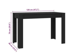 vidaXL Esstisch Schwarz Holzwerkstoff 120x60x76 cm