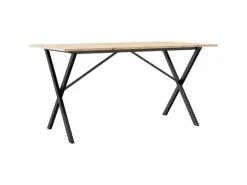 vidaXL Esstisch X-Gestell 140x80x75 cm Massivholz Kiefer und Gusseisen