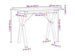 vidaXL Esstisch Y-Gestell 100x50x75 cm Massivholz Kiefer und Gusseisen