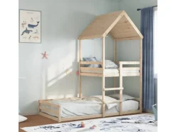 vidaXL Etagenbett mit Dach 80x200 cm Massivholz Kiefer2012220