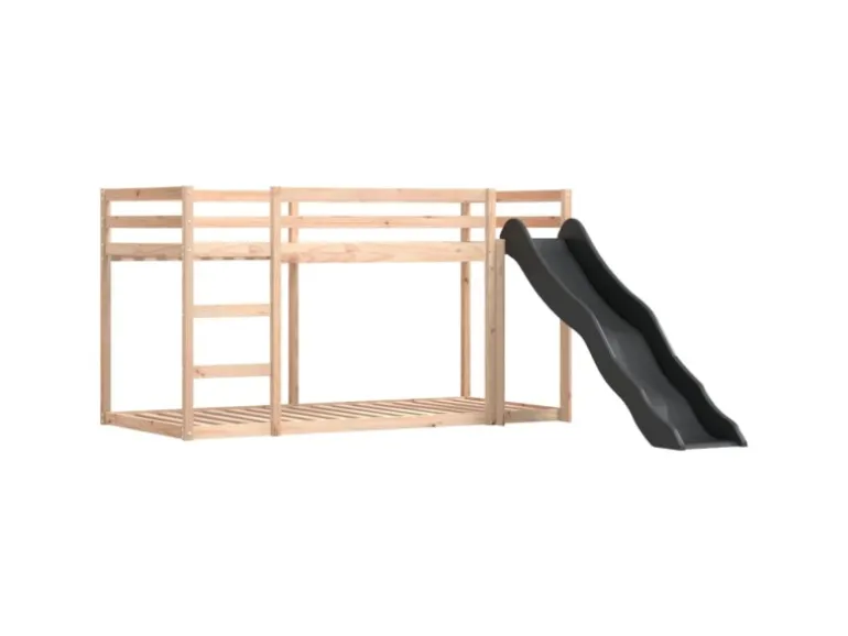vidaXL Etagenbett mit Rutsche und Gardinen Rosa 80x200 cm2101526