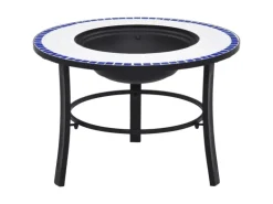 vidaXl Feuerstelle Mosaik Keramik Blau und Weiß 68 cm